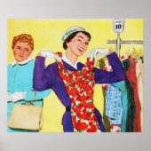 niedlicher Retro-Vintager Einkäufer Poster (Vorne)