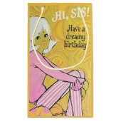 Niedlicher Retro-Vintager Geburtstag der Schwester Kleine Geschenktüte (Rückseite)