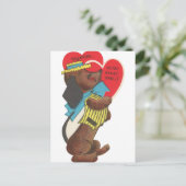Niedlicher Retro-Vintager Hund Valentine Postkarte (Stehend Vorderseite)