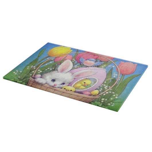 Niedlicher retro Vintager Osterhase Schneidebrett (Ecke)
