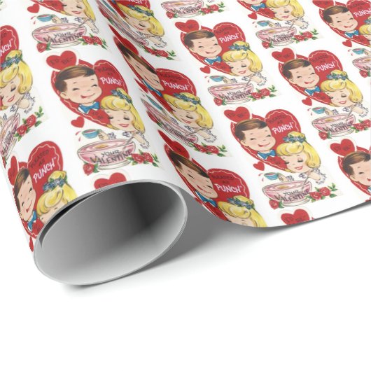 niedlicher Retro-Vintager Punch Valentine Geschenkpapier (Rolleneckpunkt)