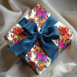 Niedlicher Retro-Vintager Rotbughei beige Geschenkpapier