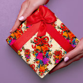 Niedlicher Retro-Vintager Rotbughei beige Geschenkpapier