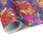 Niedlicher Retro-Vintager Roter Bug Blau Geschenkpapier (Rolleneckpunkt)