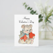 niedlicher Retro-Vintager Valentinbär Postkarte (Stehend Vorderseite)