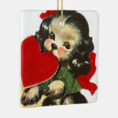 niedlicher Retro Vintager Valentinhund füttert Sti Keramikornament (Rechts)