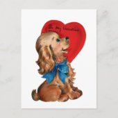Niedlicher Retro-Vintager Valentinhund Postkarte (Vorderseite)