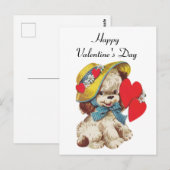 Niedlicher Retro-Vintager Valentinhund Postkarte (Vorne/Hinten)