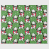 Niedlicher Retro-Weihnachtshund Mitte des Jahrhund Geschenkpapier (Flach)
