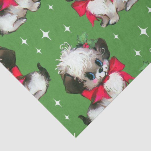 Niedlicher Retro-Weihnachtshund Mitte des Jahrhund Seidenpapier (Ausschnitt)