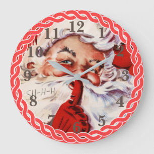 Niedlicher Retro-Weihnachtsmann Elegantes Weihnach Große Wanduhr