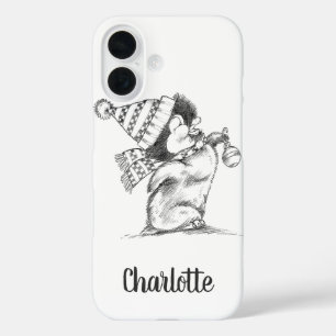 Niedlicher Retro-Weihnachtspenguin mit Hut und Sca iPhone 16 Hülle