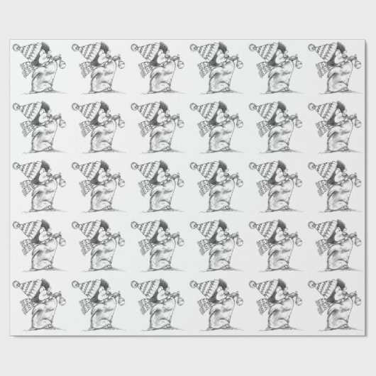 Niedlicher Retro-Weihnachtspenguin mit Hut und Sca Geschenkpapier (Flach)