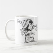 Niedlicher Retro-Weihnachtspenguin mit Hut und Sca Kaffeetasse (Links)