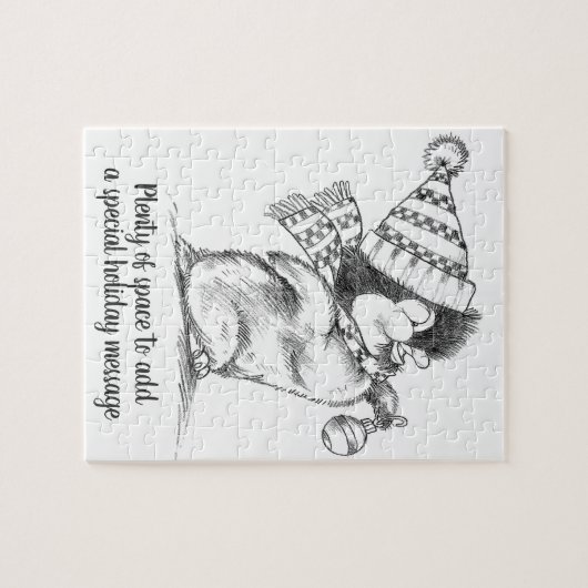 Niedlicher Retro-Weihnachtspenguin mit Hut und Sca Puzzle (Horizontal)