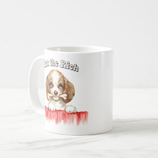 Niedlicher Retro-Welpe - Iss die Reichen Kaffeetasse (Vorderseite Links)