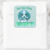 Niedlicher Retro-Welpe - Iss die Reichen Quadratischer Aufkleber (Tasche)