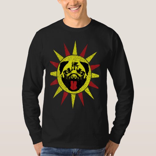 Niedlicher Retro Welpen Hund lächeln Sun Mops T-Shirt (Vorderseite)