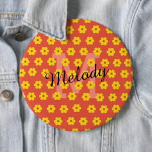niedlicher Retroblumenstart im modernen Mitte des Button