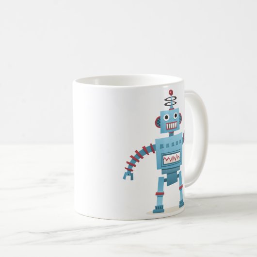 Niedlicher Retroboter android Kinder Cartoon Kaffeetasse (VorderseiteRechts)
