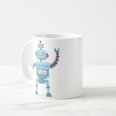 Niedlicher Retroboter android Kinder Cartoon Kaffeetasse (Vorderseite Links)