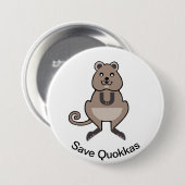 Niedlicher Rett QUOKKAS - gefährdete Tiergrafik - Button (Vorne & Hinten)