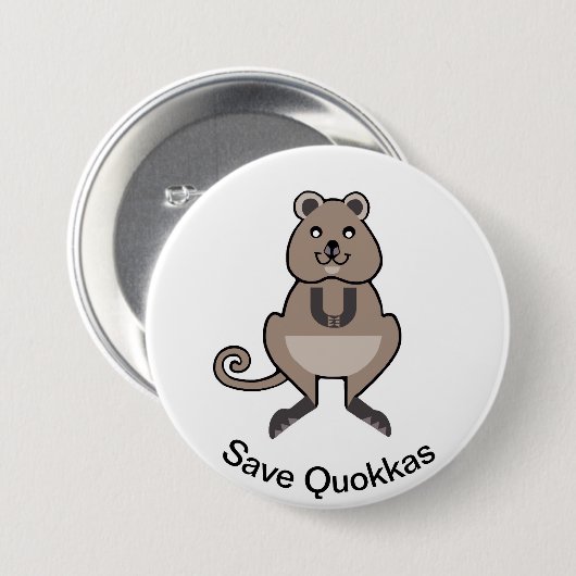 Niedlicher Rett QUOKKAS - gefährdete Tiergrafik - Button (Vorne & Hinten)