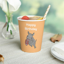Niedlicher Rhino American Football Birthday Paper
