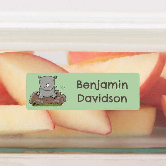 Niedlicher Rhino-Cartoon personalisiert Etiketten (Befestigt)