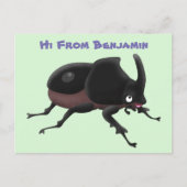 Niedlicher Rhinoceros-Käfer Cartoon-Illustration Postkarte (Vorderseite)