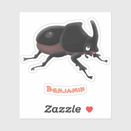 Niedlicher Rhinozerokerkäfer Cartoon Aufkleber (Blatt)