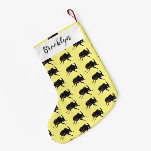 Niedlicher Rhinozerokerkäfer Cartoon Kleiner Weihnachtsstrumpf (Rückseite (Hängend))