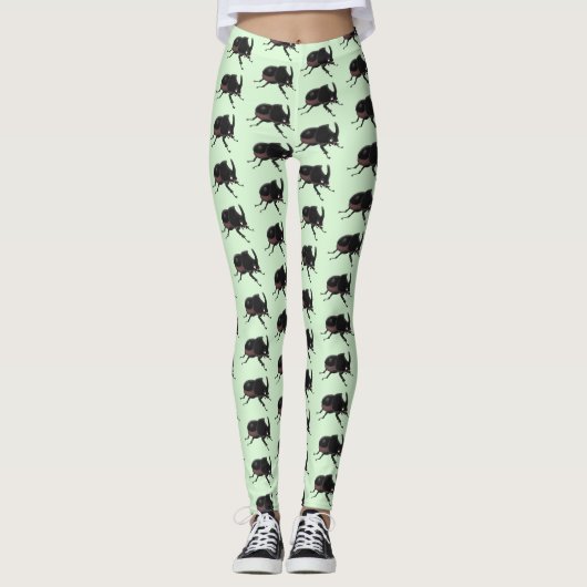 Niedlicher Rhinozerokerkäfer Cartoon Leggings (Vorderseite)