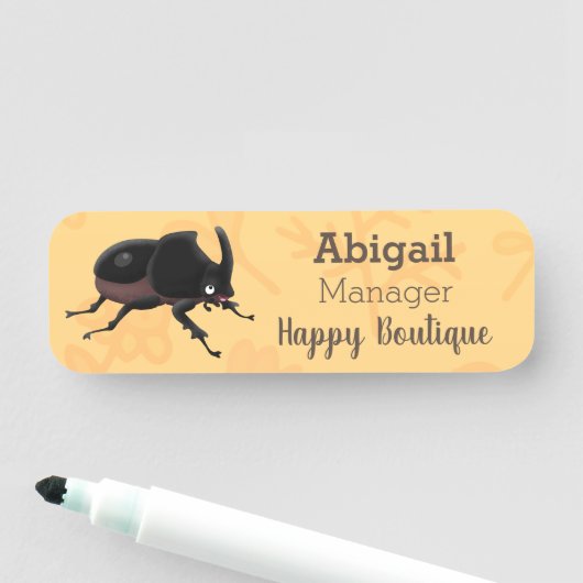 Niedlicher Rhinozerokerkäfer Cartoon Namensschild (Beispiel)