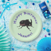 Niedlicher Rhinozerokerkäfer Cartoon Pappteller (Party)