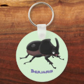 Niedlicher Rhinozerokerkäfer Cartoon Schlüsselanhänger (Vorderseite)