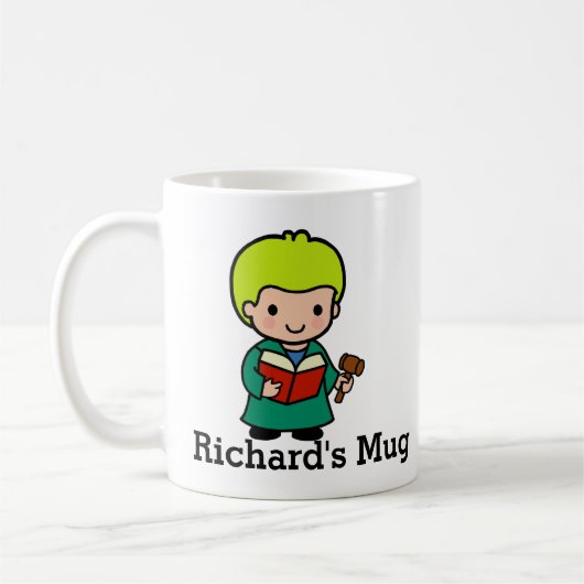 Niedlicher Richter mit Buch und Gavel Kaffeetasse (Links)