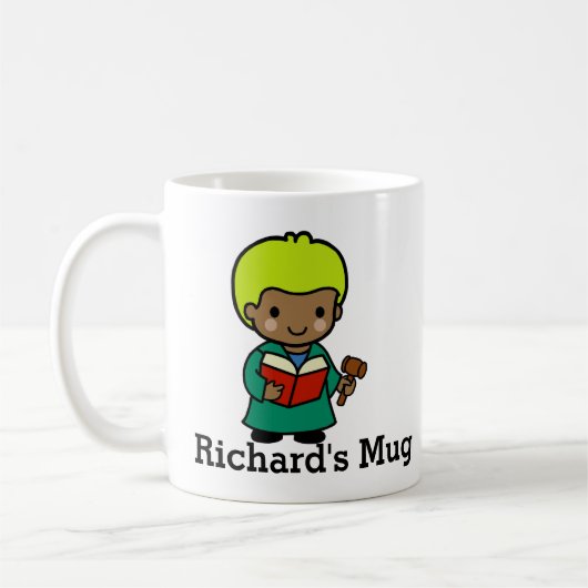 Niedlicher Richter mit Buch und Gavel Kaffeetasse (Links)