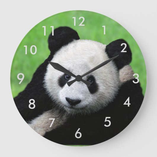 Niedlicher Riese Panda Clock Große Wanduhr (Vorderseite)