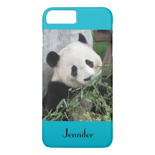 Niedlicher Riesenpanda, blauer Hintergrund, Name, Case-Mate iPhone Hülle (Rückseite)