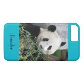 Niedlicher Riesenpanda, blauer Hintergrund, Name, Case-Mate iPhone Hülle (Rückseite (Horizontal))