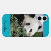 Niedlicher riesiger Panda, blauer Hintergrund, iPhone Hülle (Rückseite (Horizontal))