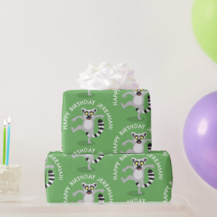 Niedlicher Ring Schwanz lemur personalisiert Carto Geschenkpapier
