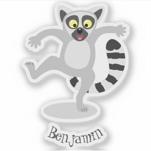 Niedlicher Ring Schwanz lemur Tanz Cartoon Abbildu Aufkleber (Vorderseite)