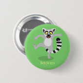 Niedlicher Ring Schwanz lemur Tanz Cartoon Abbildu Button (Vorne & Hinten)