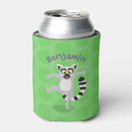 Niedlicher Ring Schwanz lemur Tanz Cartoon Abbildu Dosenkühler