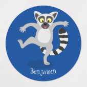 Niedlicher Ring Schwanz lemur Tanz Cartoon Abbildu Etiketten (Design 1)