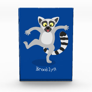 Niedlicher Ring Schwanz lemur Tanz Cartoon Abbildu Fotoblock