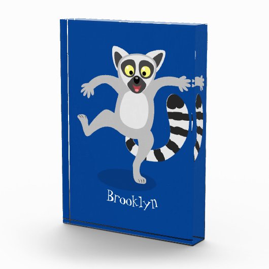 Niedlicher Ring Schwanz lemur Tanz Cartoon Abbildu Fotoblock (Rechts)