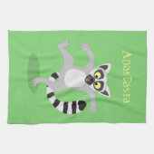 Niedlicher Ring Schwanz lemur Tanz Cartoon Abbildu Geschirrtuch (Horizontal)